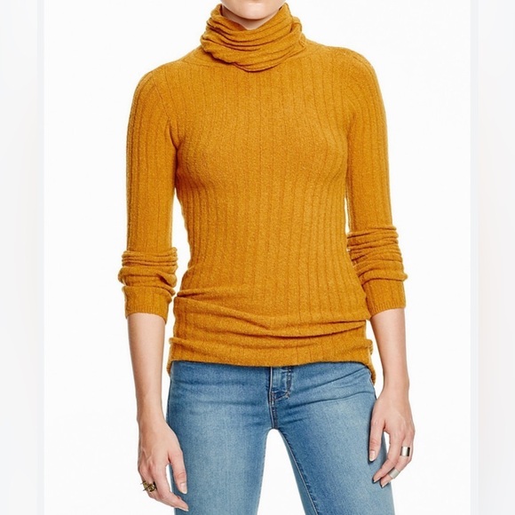 FP Mustard Ribbed Sweater Turtleneck SZ S VGC MSRP: $98 - Picture 1 of 6